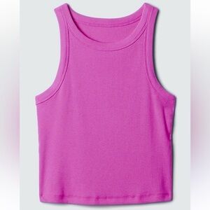 Zara Purple Magenta High Neck Ribbed Cropped Tank Top